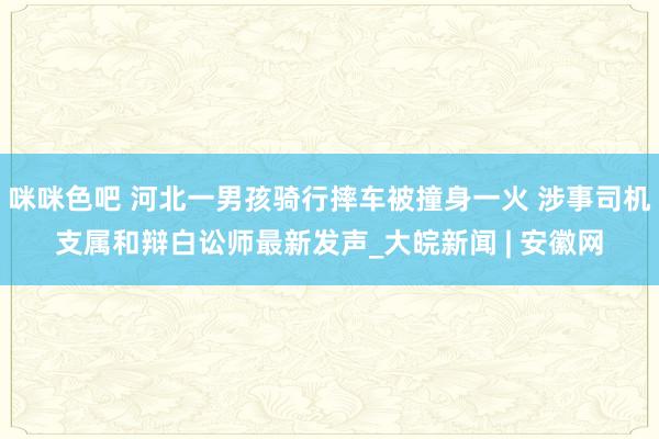 咪咪色吧 河北一男孩骑行摔车被撞身一火 涉事司机支属和辩白讼师最新发声_大皖新闻 | 安徽网