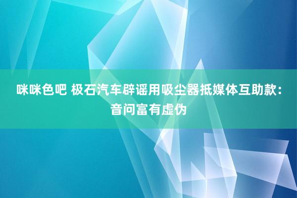 咪咪色吧 极石汽车辟谣用吸尘器抵媒体互助款：音问富有虚伪