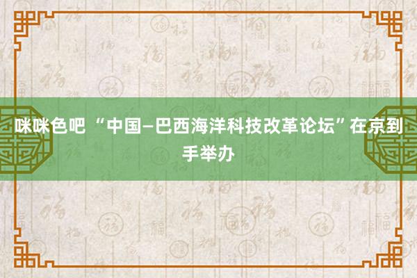 咪咪色吧 “中国—巴西海洋科技改革论坛”在京到手举办