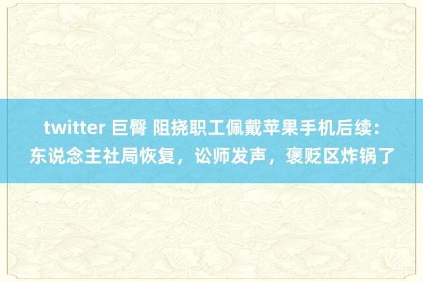 twitter 巨臀 阻挠职工佩戴苹果手机后续：东说念主社局恢复，讼师发声，褒贬区炸锅了