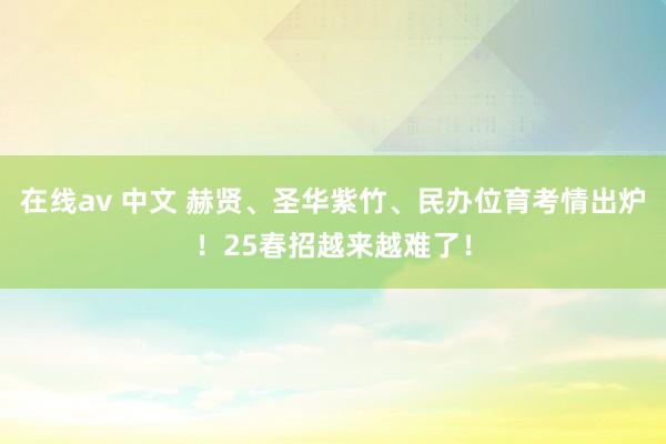 在线av 中文 赫贤、圣华紫竹、民办位育考情出炉！25春招越来越难了！