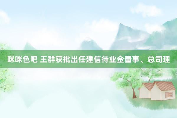 咪咪色吧 王群获批出任建信待业金董事、总司理